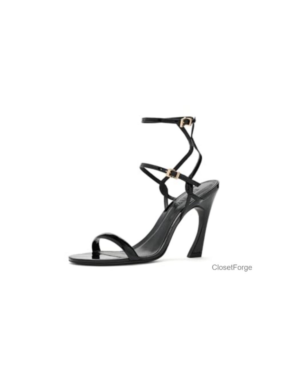Patent Leather Stiletto Heeled Sandals Women's Dress Shoes